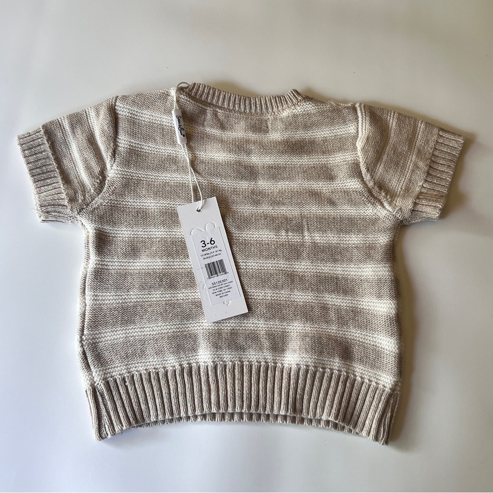 Stitch & Bean Baby Crewneck Sweater White Stripe Shorts Sweater Set Sz 3-6 NWT
